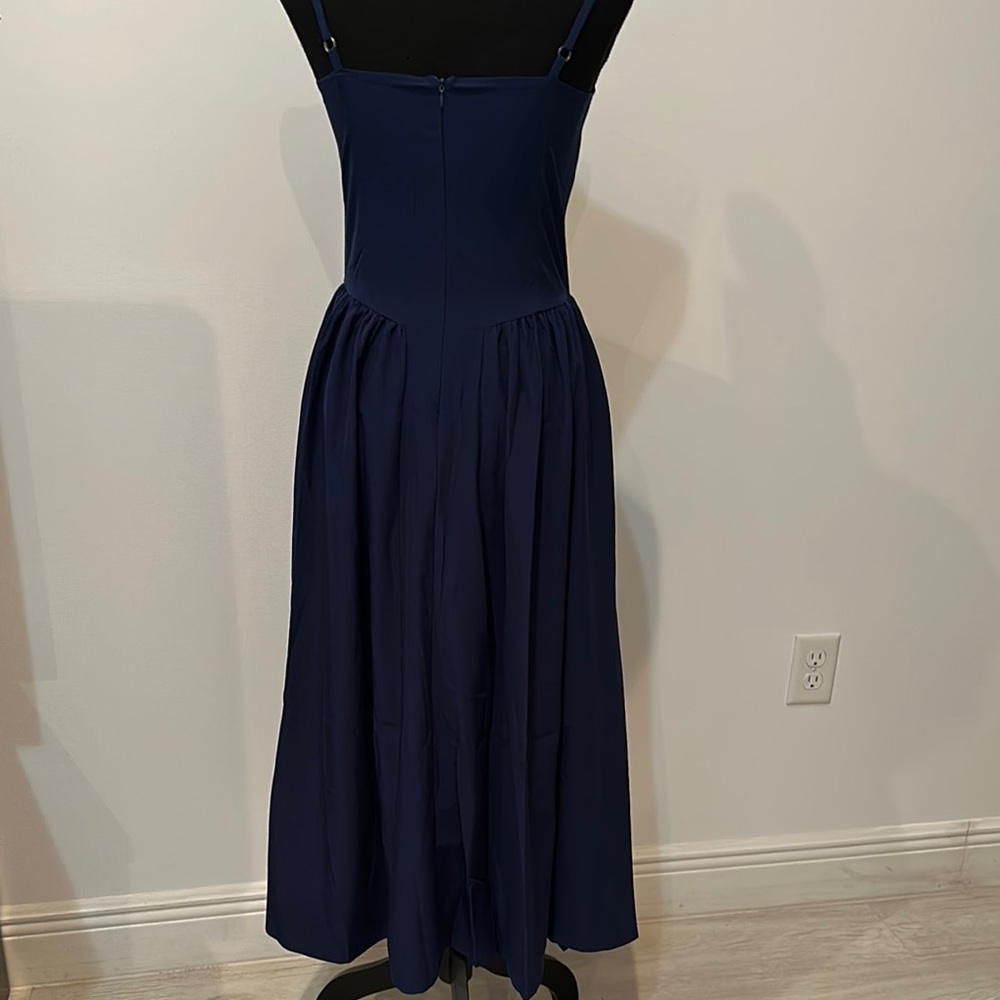 Elegant Navy Blue Strapless Dress - Picture 5 of 5